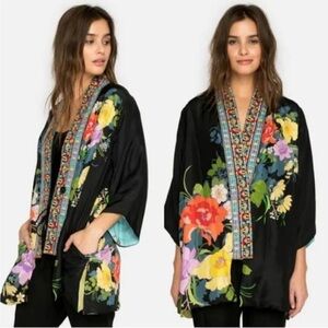 Johnny Was Fuska Boho Kimono XXL Reversible Floral Hippie Embroidered Vacation